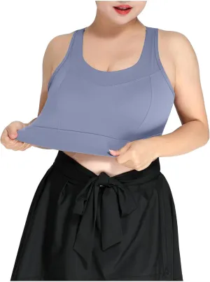 Xiaojmake Sports Bras for Women Quick-Dry Padded Wireless Workout Crop Tank Tops Yoga Fitness Running Gym Camisole Plus Size