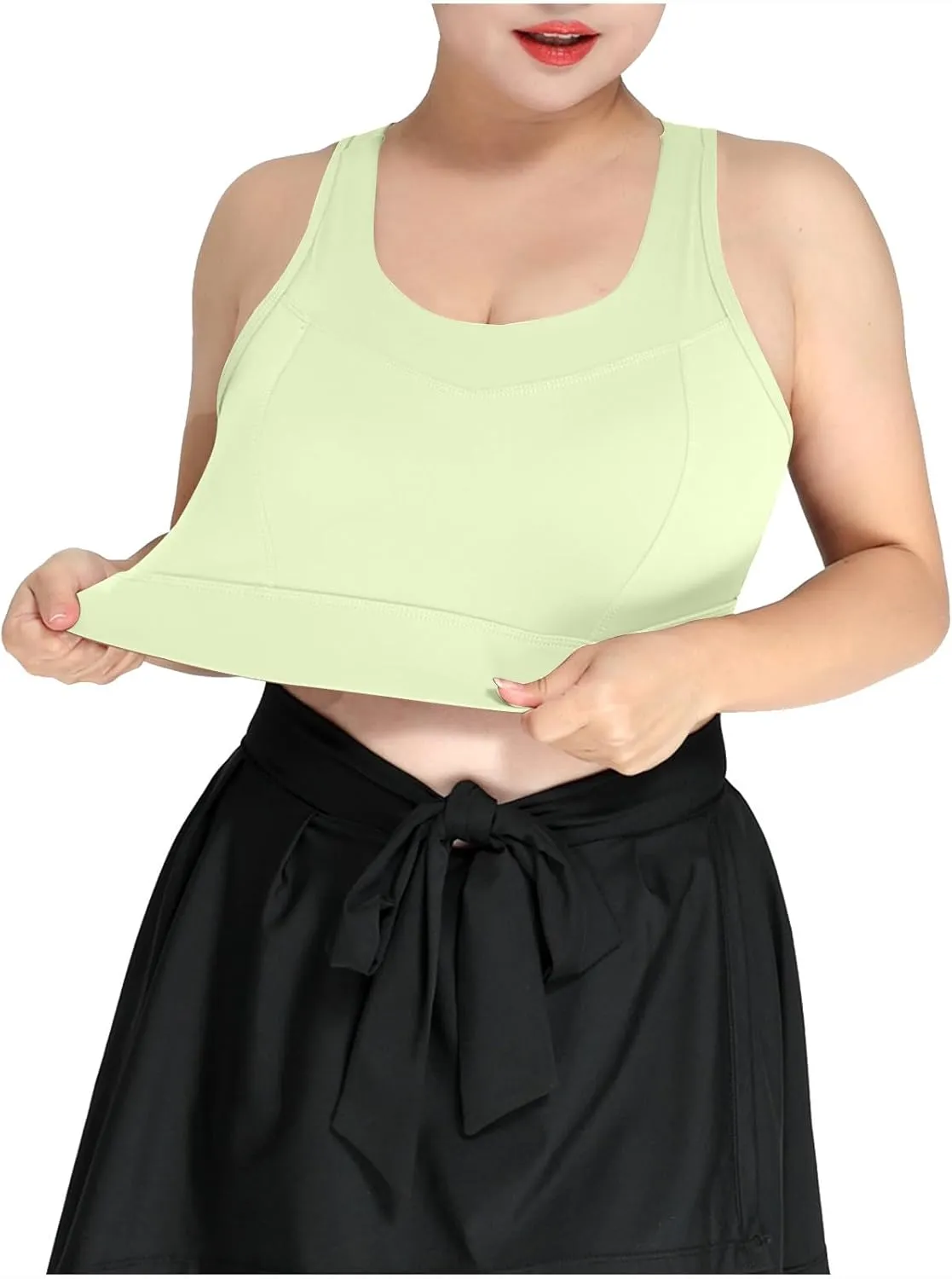 Xiaojmake Sports Bras for Women Quick-Dry Padded Wireless Workout Crop Tank Tops Yoga Fitness Running Gym Camisole Plus Size