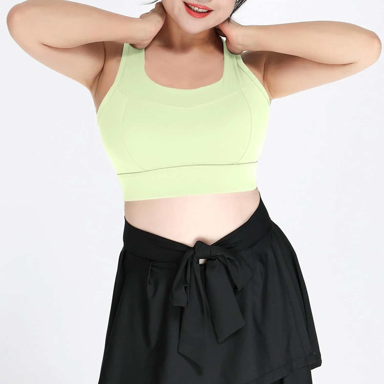 Xiaojmake Sports Bras for Women Quick-Dry Padded Wireless Workout Crop Tank Tops Yoga Fitness Running Gym Camisole Plus Size