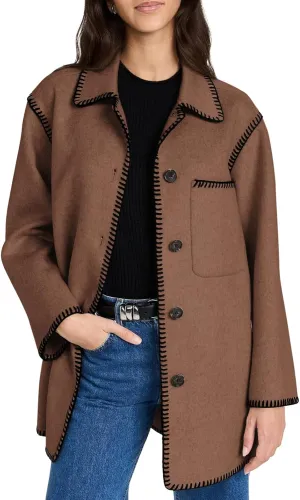 Yousify Women's Fall Winter Jackets 2024 Trendy Warm Mid Length Wool Pea Coat Casual Lapel Plus Size Jackets