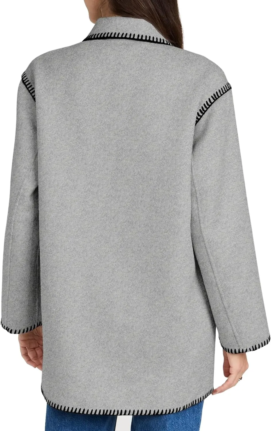 Yousify Women's Fall Winter Jackets 2024 Trendy Warm Mid Length Wool Pea Coat Casual Lapel Plus Size Jackets