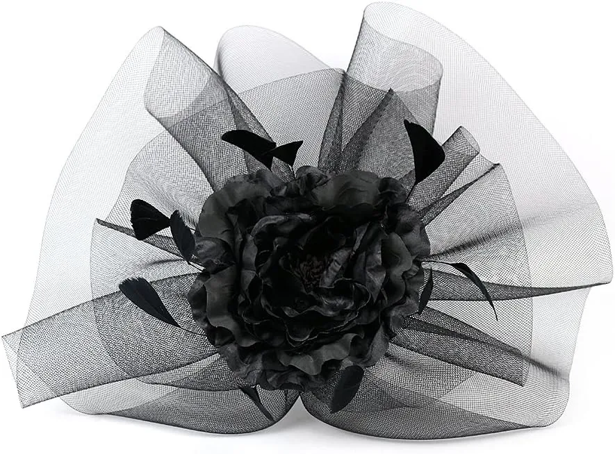 YSJOY Elegant Veil Mesh Feather Fascinator Hat Flower Wedding Party Hat