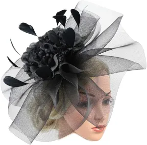 YSJOY Elegant Veil Mesh Feather Fascinator Hat Flower Wedding Party Hat