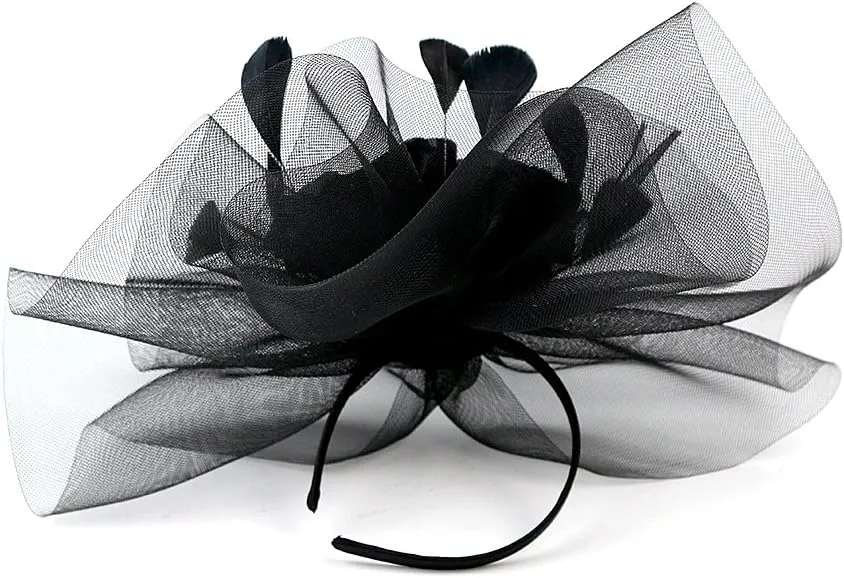 YSJOY Elegant Veil Mesh Feather Fascinator Hat Flower Wedding Party Hat