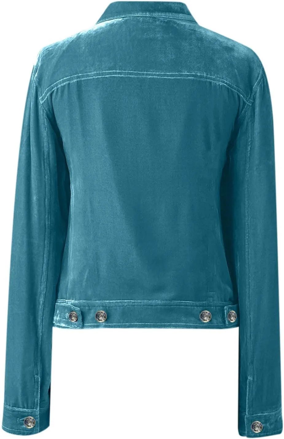 YUHGODO Velvet Denim Jacket Womens Vintage Trucker Jacket Button Down Cropped Cargo Office Shacket Tops Winter Casual Coats