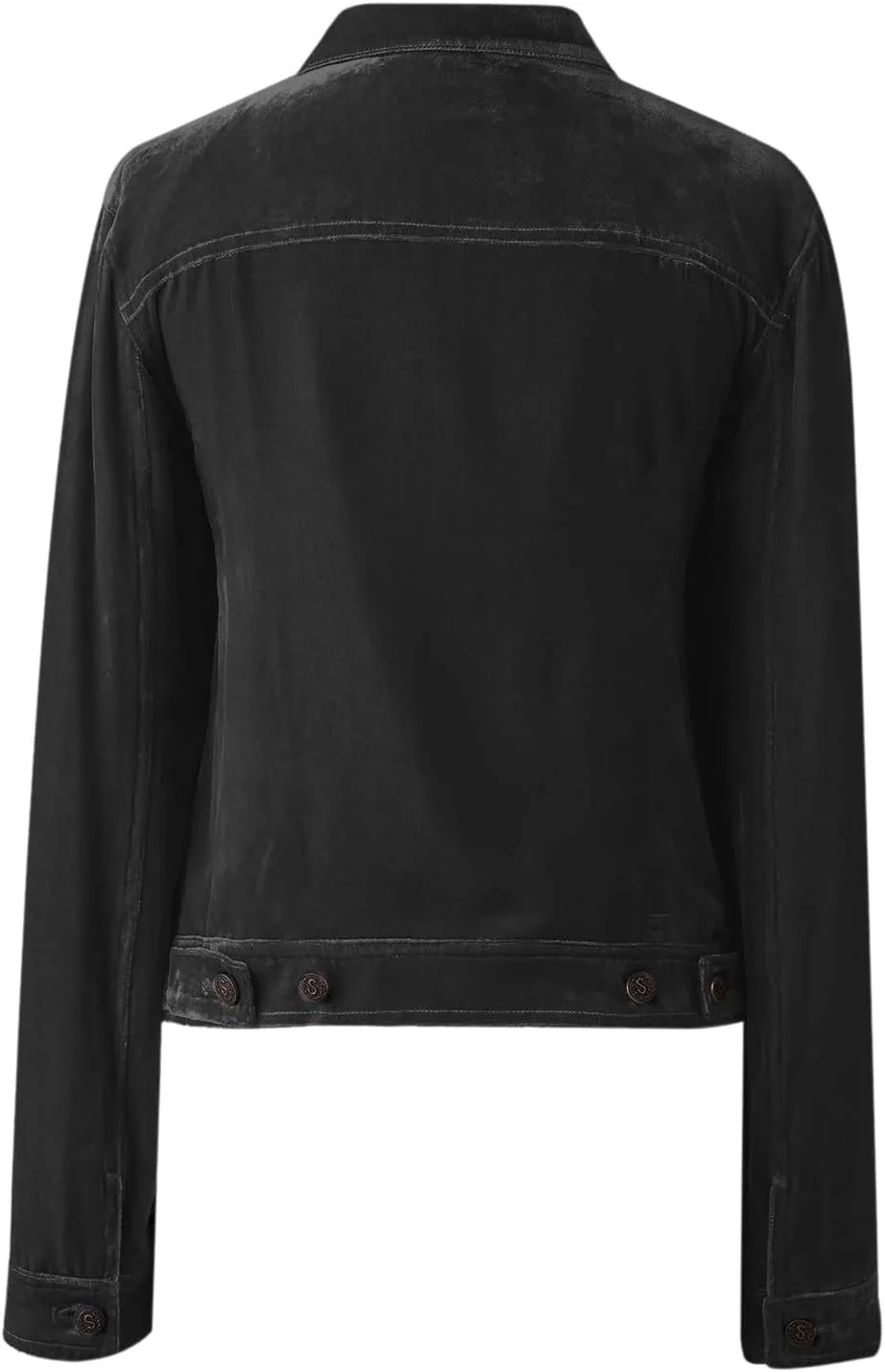 YUHGODO Womens Velvet Trucker Jacket, Retro Button Down Lapel Shacket Jackets, Solid Velour Crop Tops Vintage Denim Jacket