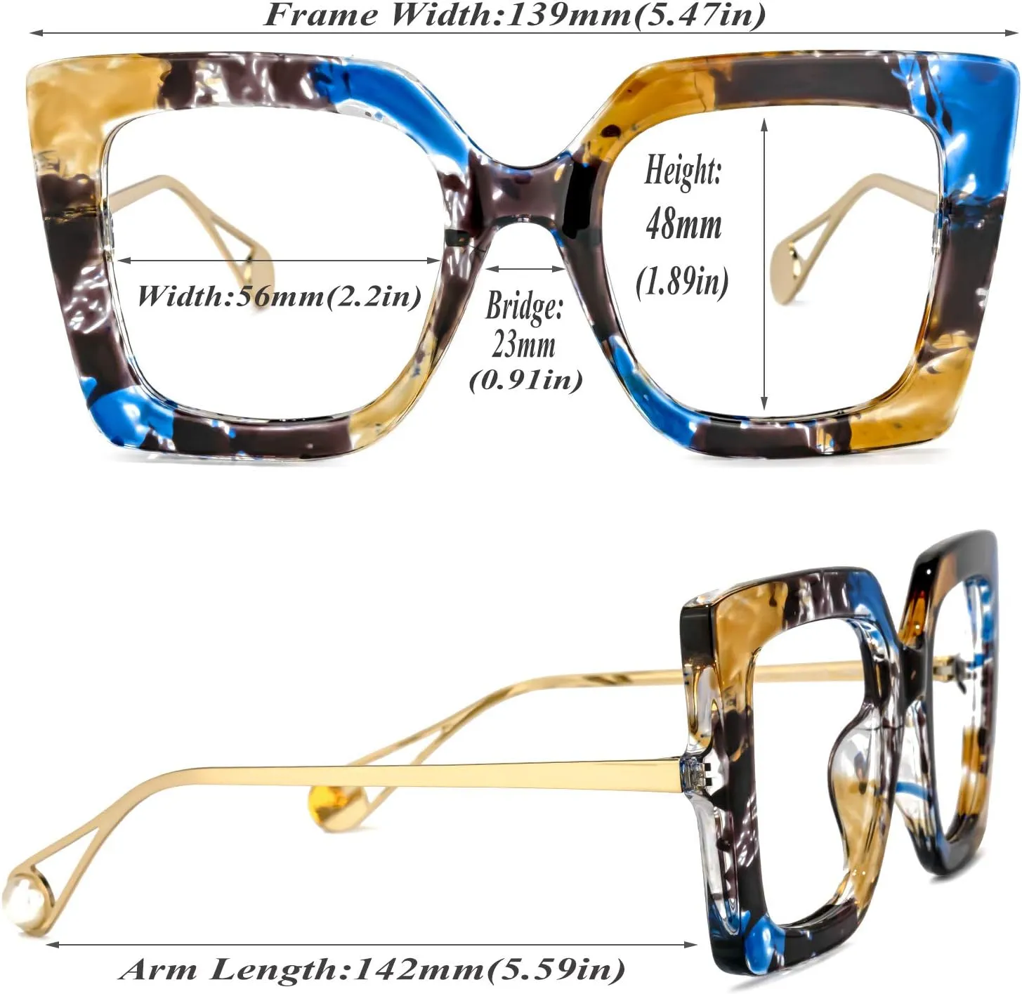 Zeelool Readers Oversized Square Blue Light Blocking Reading Glasses for Women Qatar ZOP01892