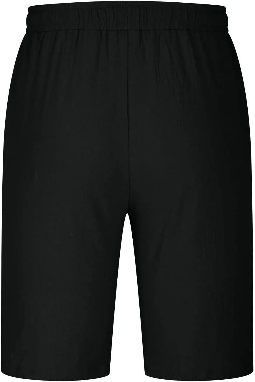 Zeiyignr Mens Shorts Casual Cotton Linen Drawstring Elastic Waist Athletic Shorts with Pockets Summer Loose Beach Short Pants